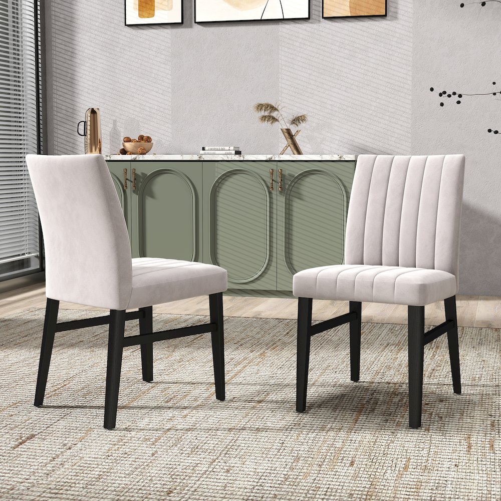 5-Piece Dining Set, Off-White Faux Marble Dining Table with Four Chairs, Tan. Picture 11