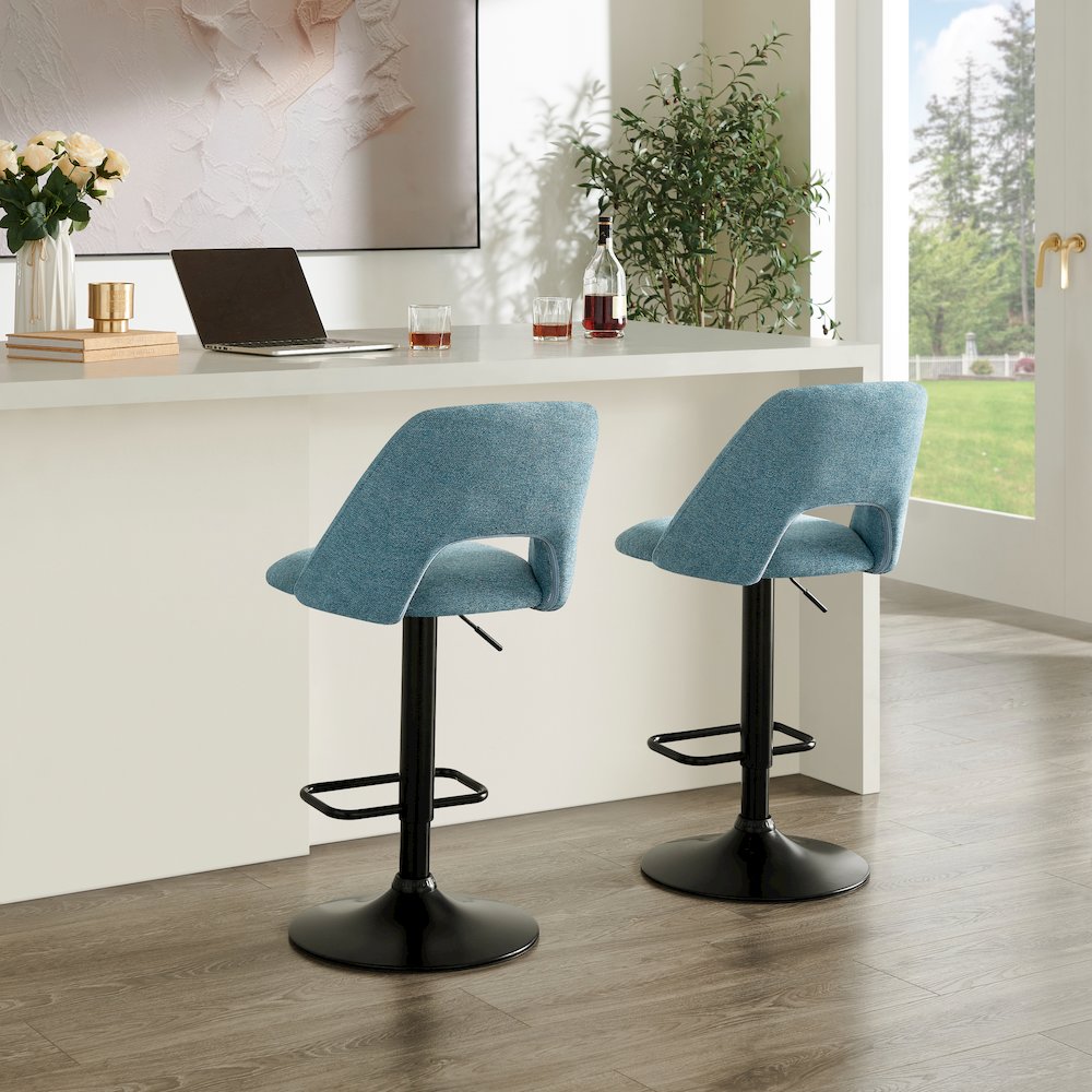 Nuvia Contemporary Adjustable Barstool with Upholstered Swivel Seats, Set of 2. Picture 4