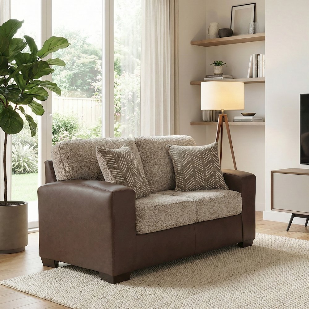 Marvella Living Room Loveseat with Chocolate Faux Leather. Picture 3