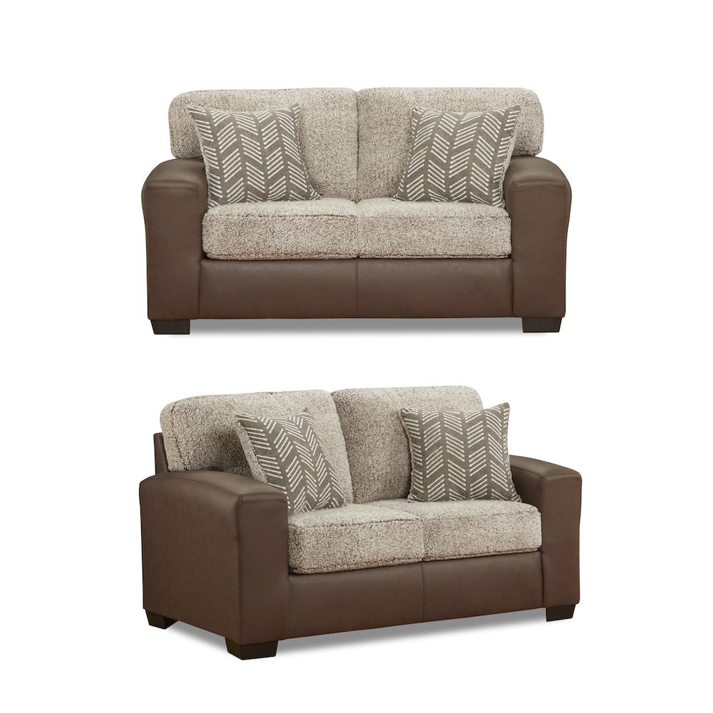 Marvella 3-Piece Living Room Sofa, Chair and Ottoman Set, Chocolate Faux Leather. Picture 12