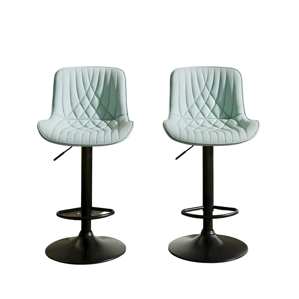 Kovyn Contemporary Adjustable Barstool with Faux Leather Swivel Seats, Set of 2. Picture 1