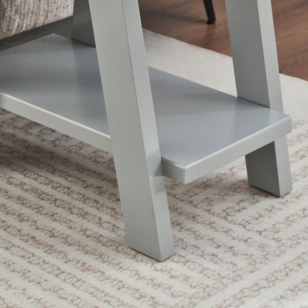 Athens Contemporary Wood Shelf Side Table in Gray. Picture 6