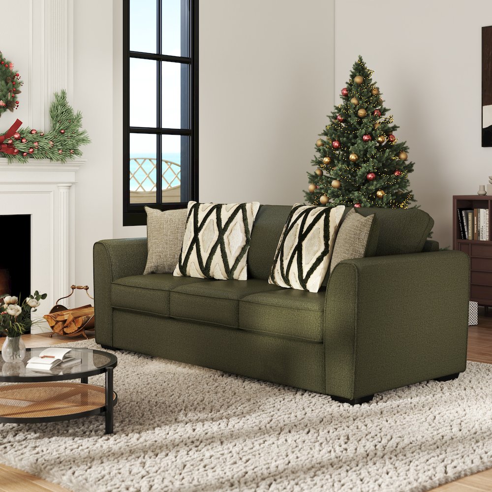 Marvella Living Room Sofa and Loveseat Set, Chenille Upholstery, Accent Pillows. Picture 6