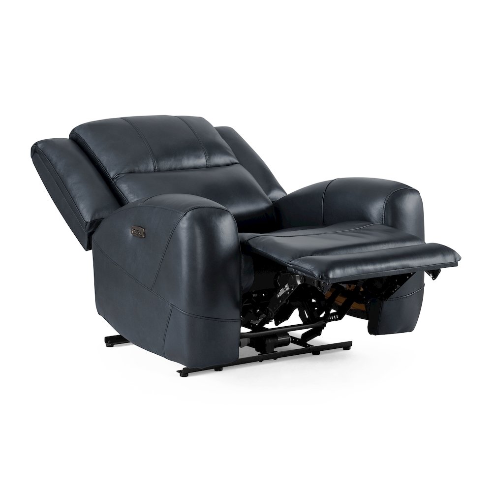 Cozura Leather Manual Recliner, Chesapeake Blue. Picture 4