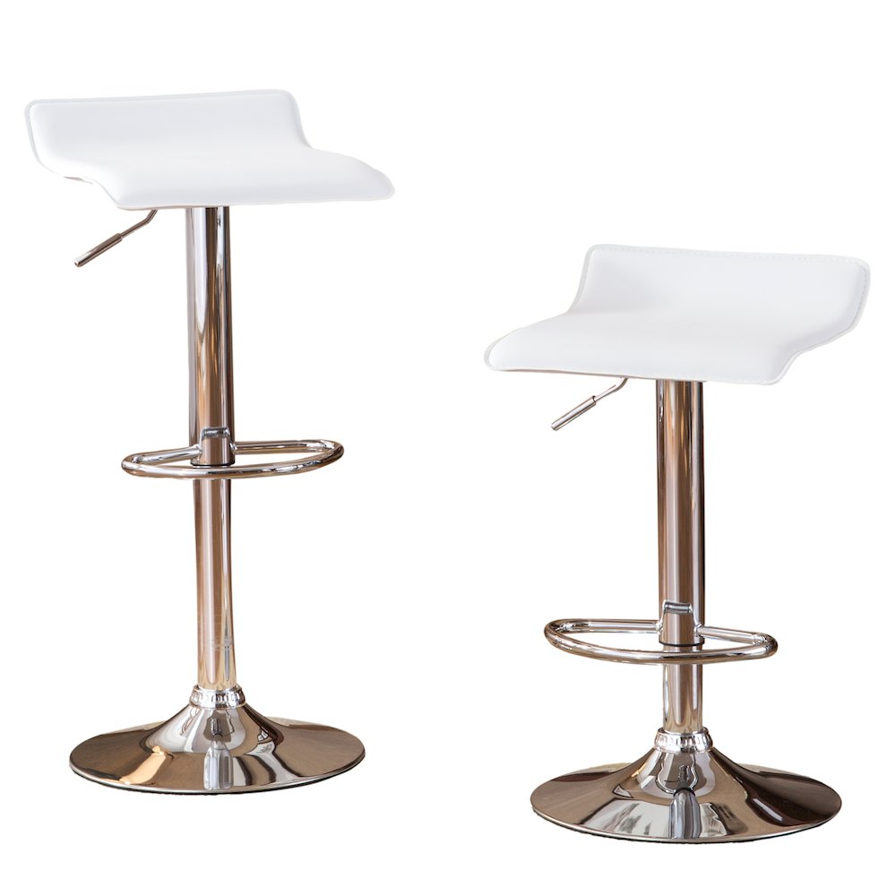 Cliff Chrome Air Lift Adjustable Swivel Stools with White Seat, Set of 2. Picture 6