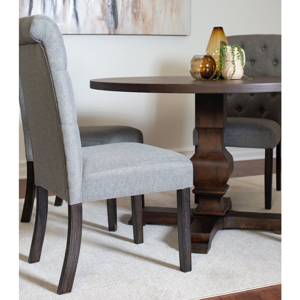 Kerbau 5-Pc Dining Set, Pedestal Round Table with 4 Stylish Chairs, Gray. Picture 6