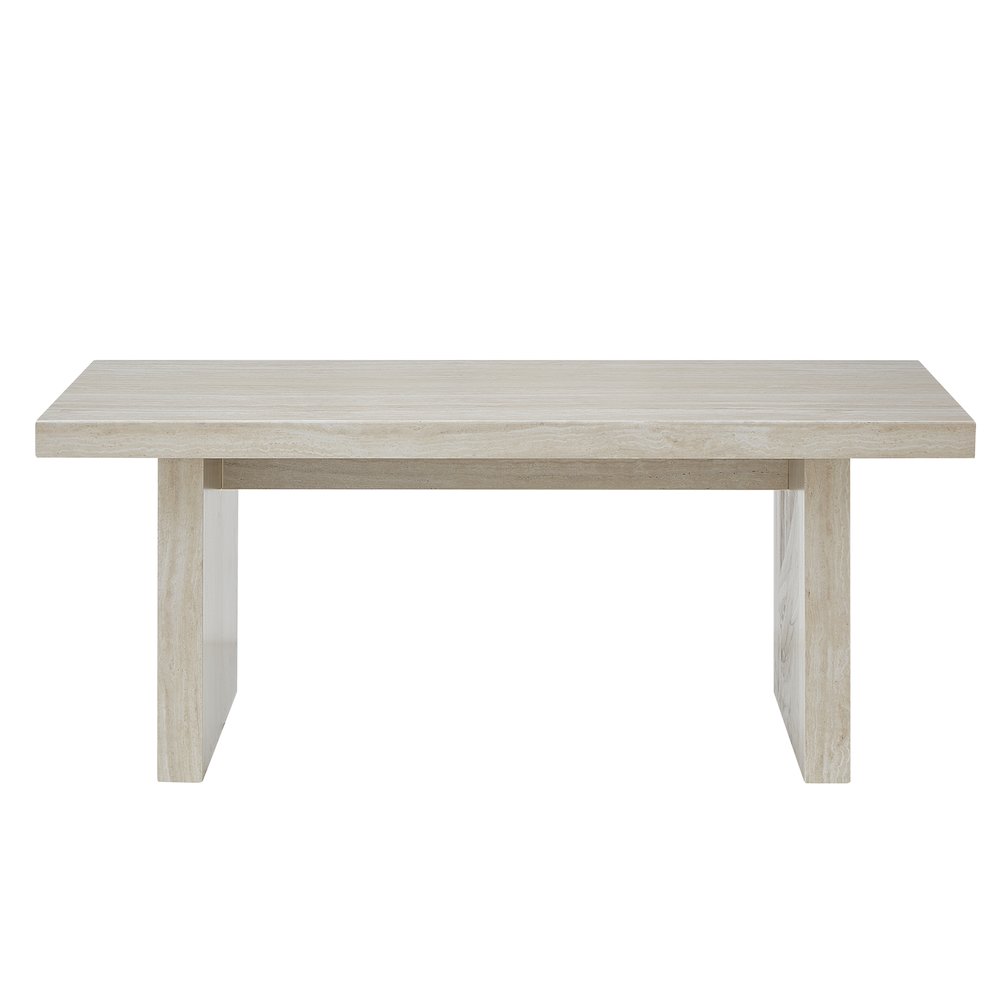 Cavira Modern Faux Marble Living Room Coffee Table, Beige. Picture 9
