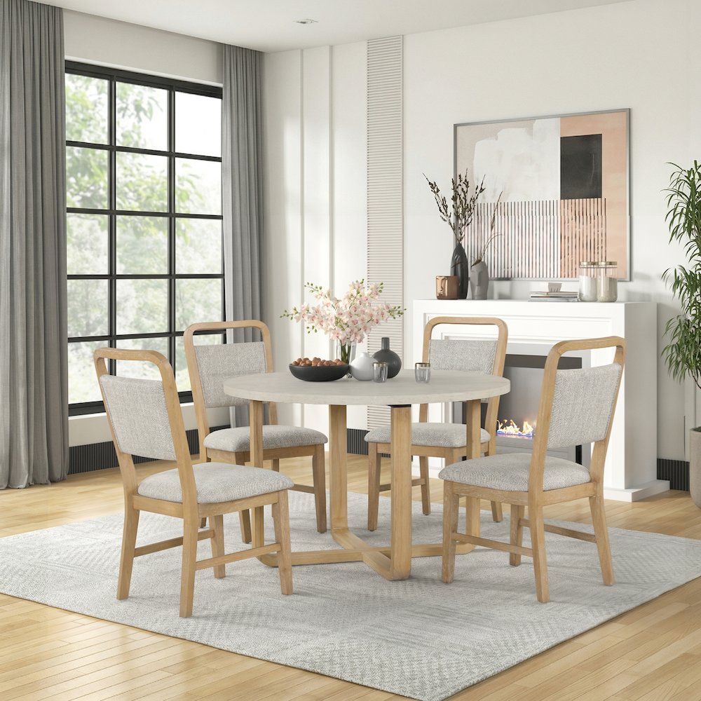 Arden 5-Piece Dining Set, 47" Round Table with 4 Solid Wood Chairs. Picture 3