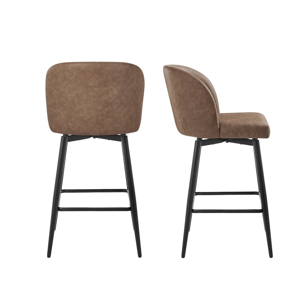 Rhythm Upholstered Counter Height Stool, 360° Swivel, Set of 2, Brown. Picture 9