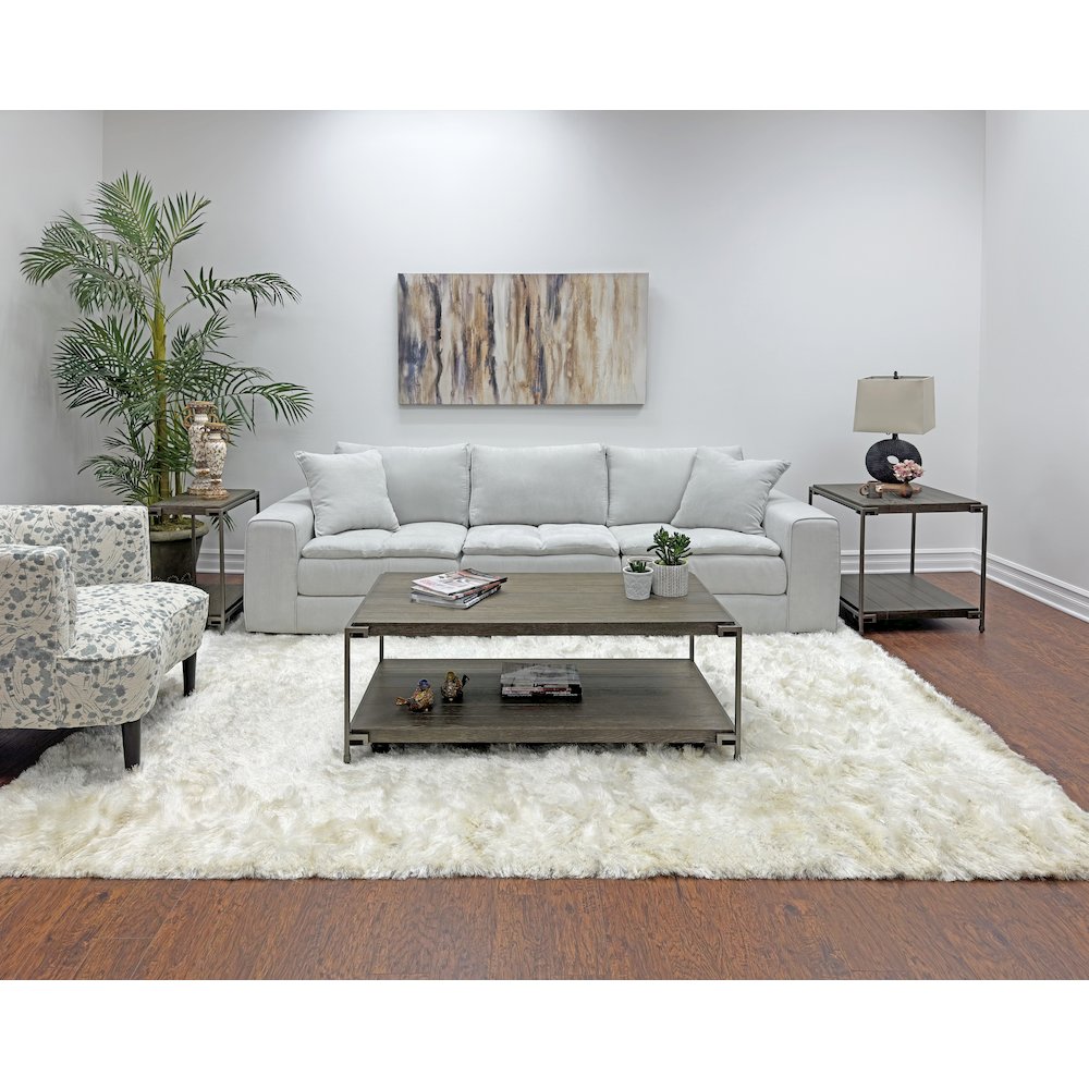 Corbeta 3Pc Wood Living Room Coffee Table and 2 End Tables Set, Aged Graphite. Picture 2