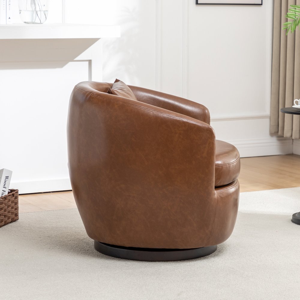 Orenza Modern Faux Leather Swivel Barrel Accent Club Chair. Picture 7