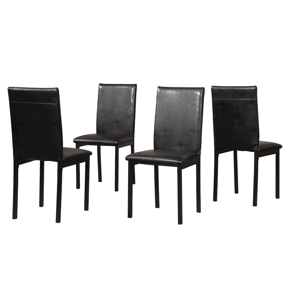 Noyes Faux Leather Seat Metal Frame Black Dining Chairs, Set of 4. Picture 1