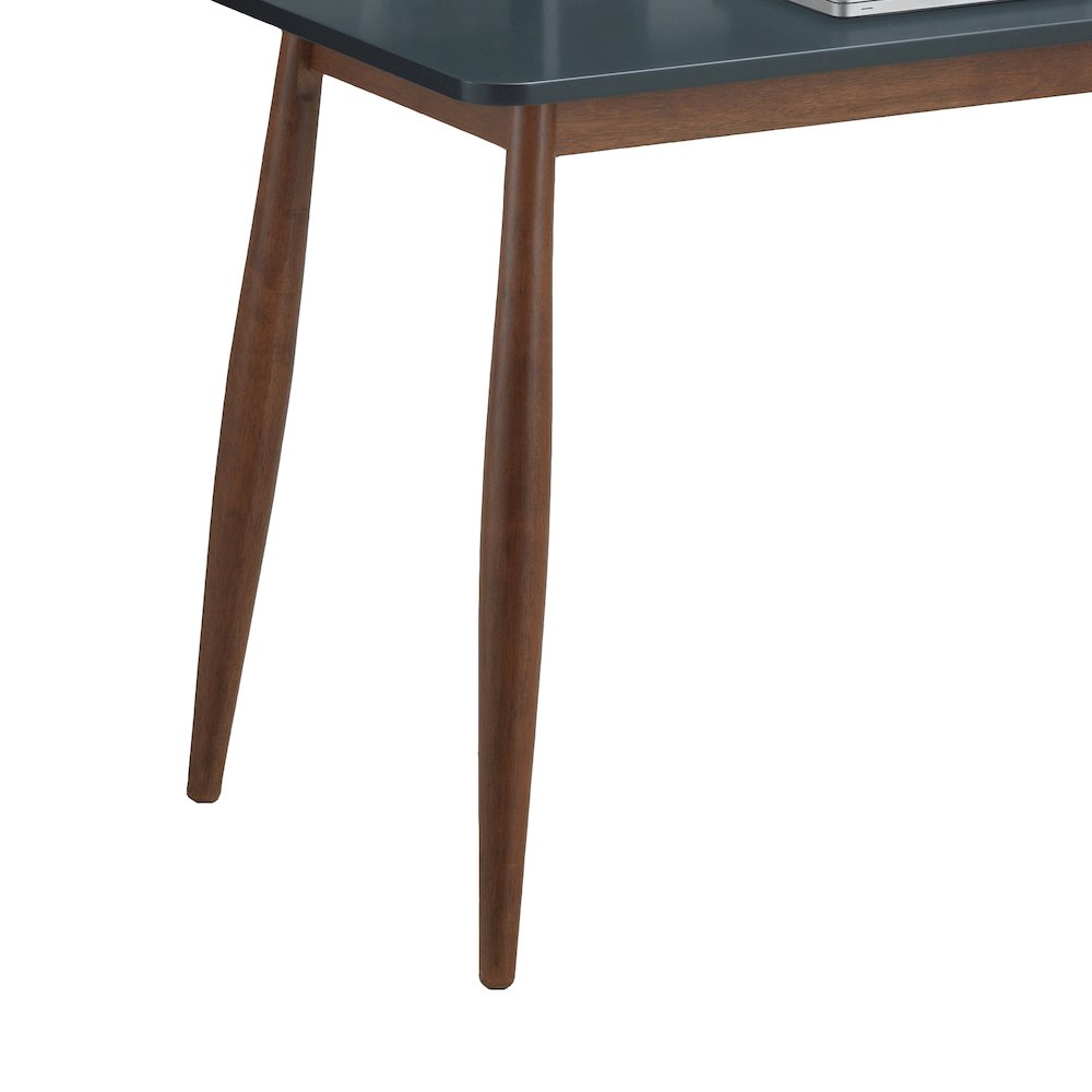 Roskilde Mid-Century Modern Wood Writing Desk with Hutch, Blue. Picture 7