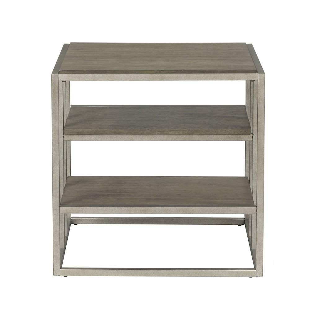 Padena Metal Frame Wood Living Room End Table with Shelf. Picture 5