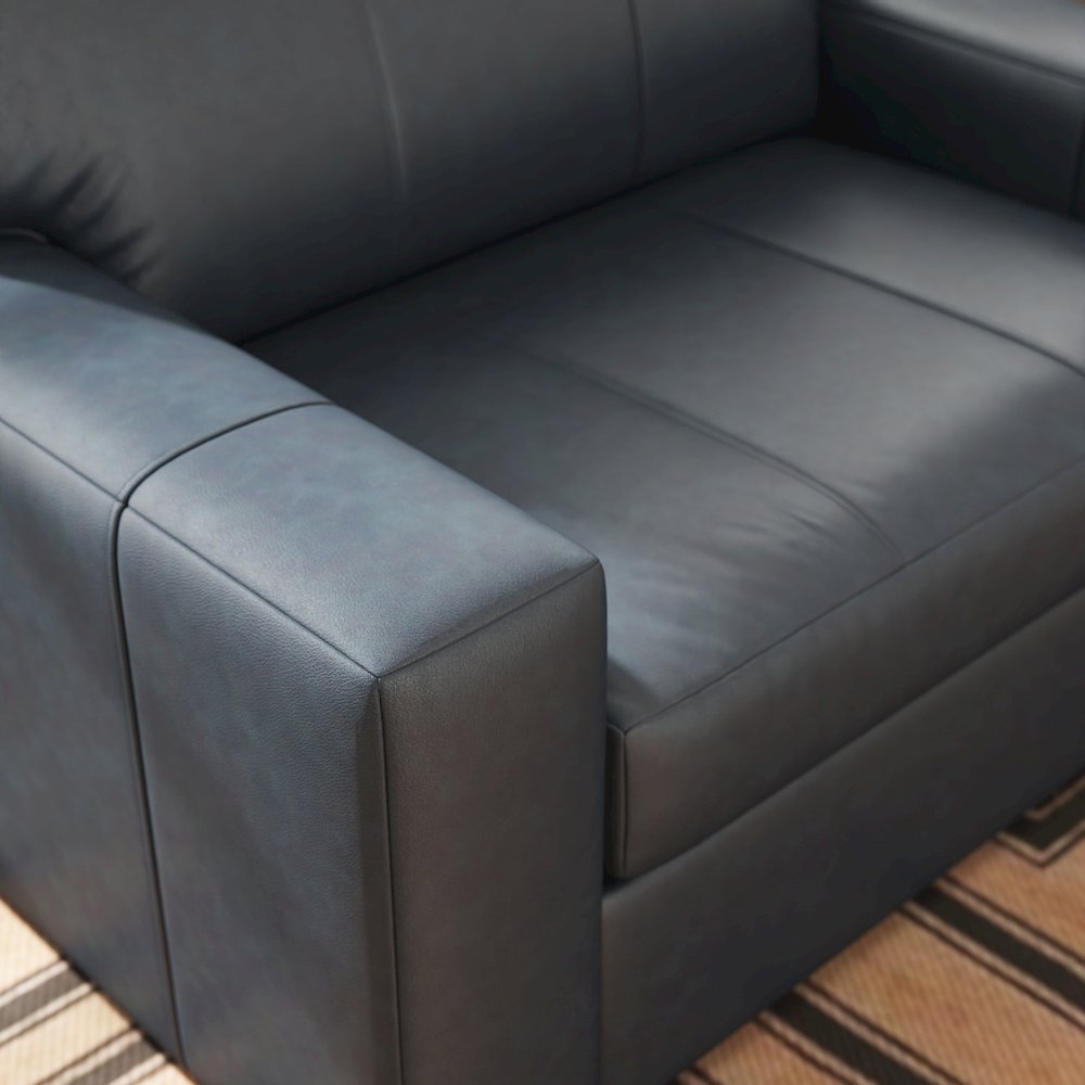 Sakan Leather Upholstered 2-Piece Living Room Set, Cutler Chair and Ottoman. Picture 7