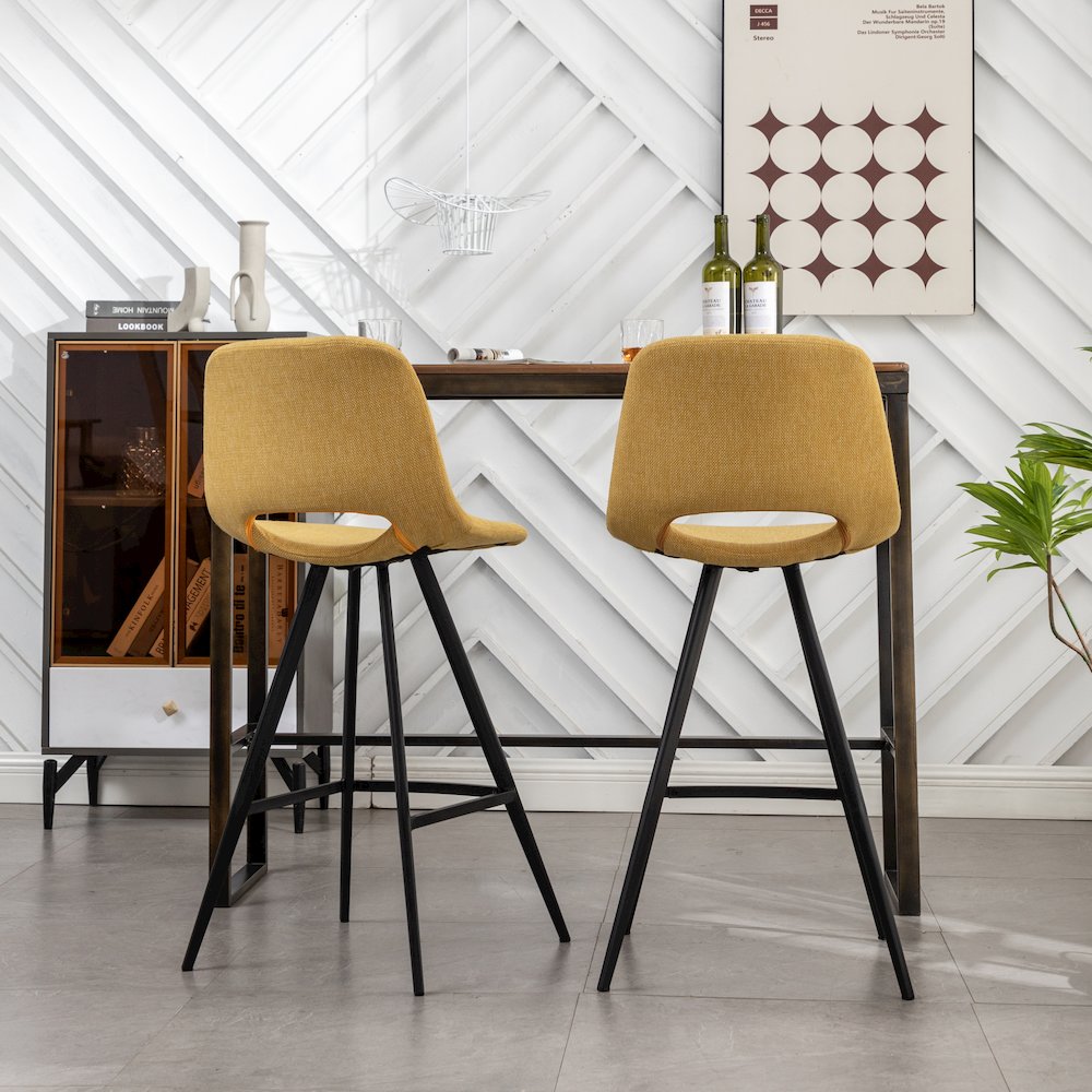 Porth Fabric Kitchen 28.25" Barstools, Set of 2, Yellow. Picture 7