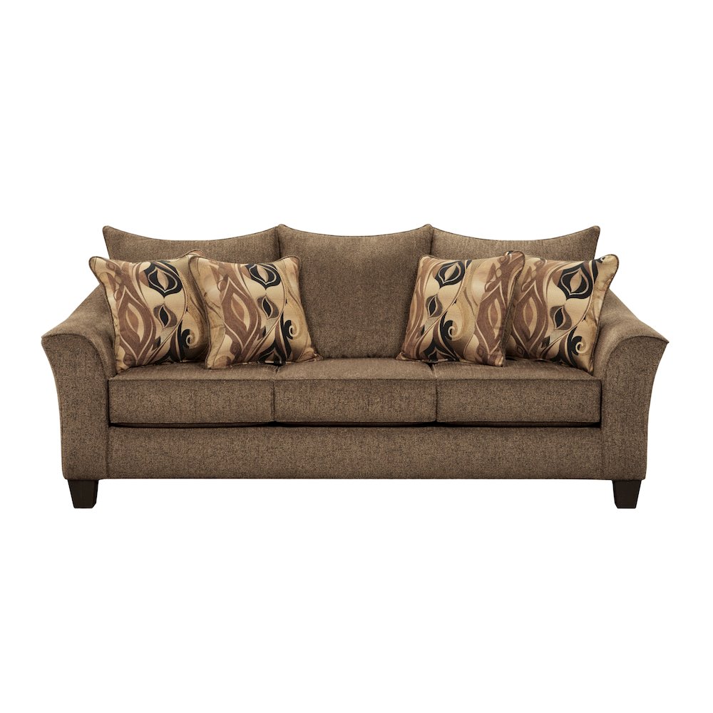 Camero Cafe Fabric Pillowback Sofa. Picture 1