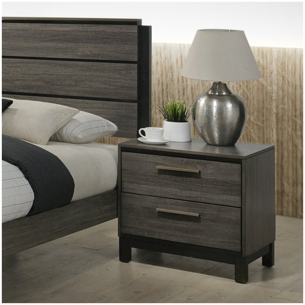Ioana Antique Grey Finish Wood 2 Drawers Night Stands. Picture 3