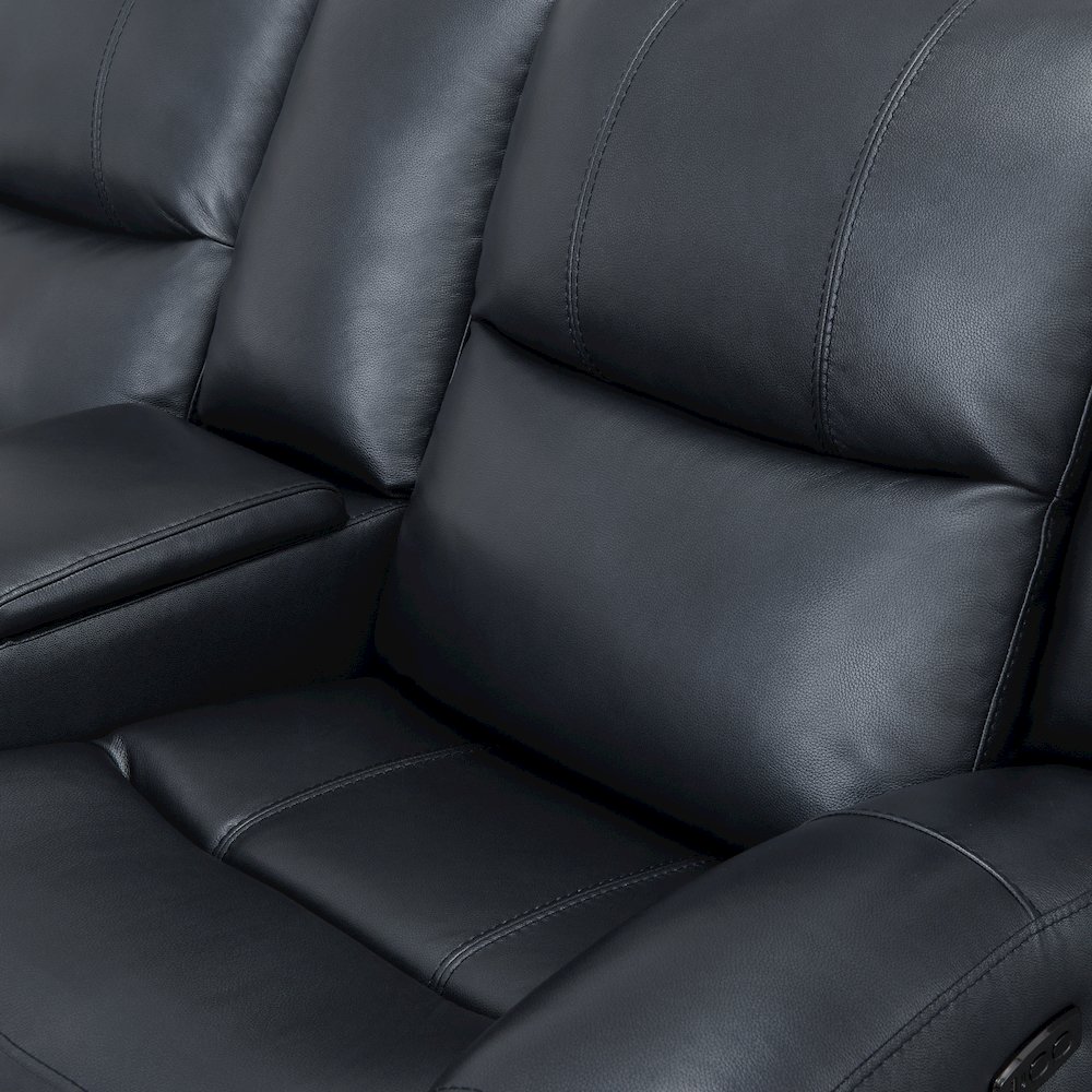 Cozura Leather Power Dual Reclining Sofa, Chesapeake Blue. Picture 3