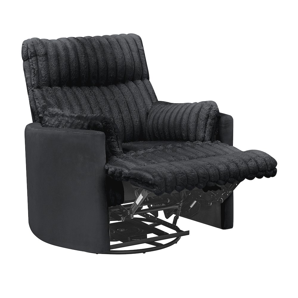 Bocaton Wide Wale Corduroy Upholstery Manual Recliner, Black. Picture 7