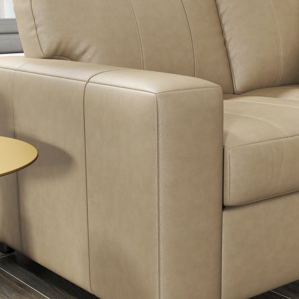 Sakan Leather Upholstered Loveseat, Beige. Picture 7