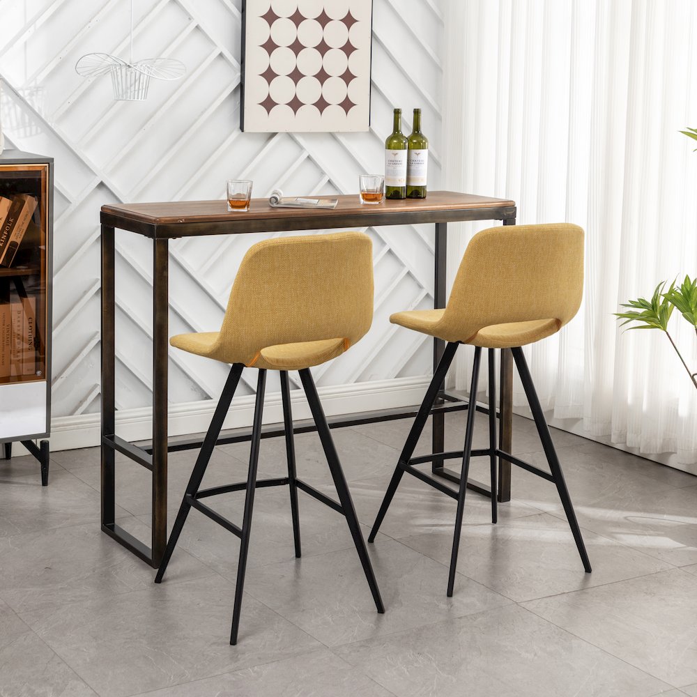 Porth Fabric Kitchen 28.25" Barstools, Set of 2, Yellow. Picture 14
