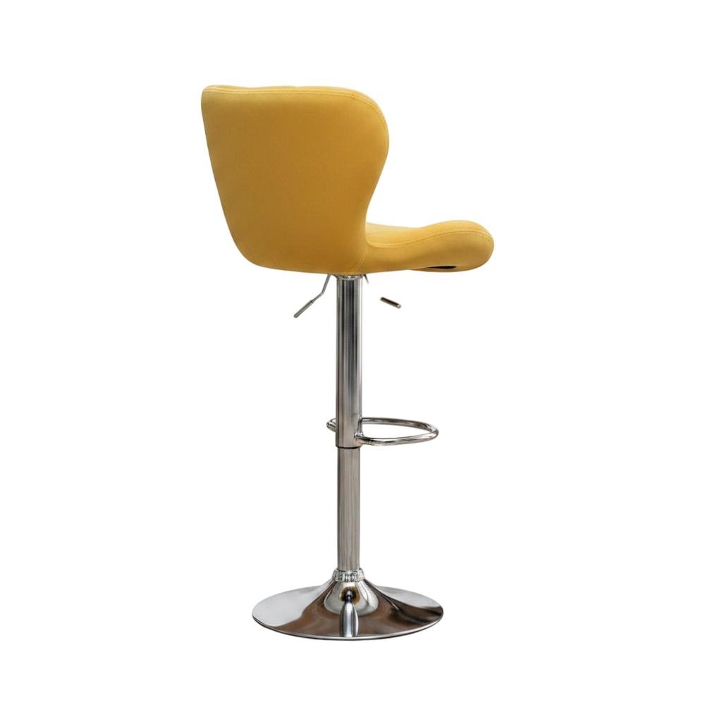 Yellow Upholstered Adjustable Swivel Barstool Set with Cushioned Seats. Picture 3