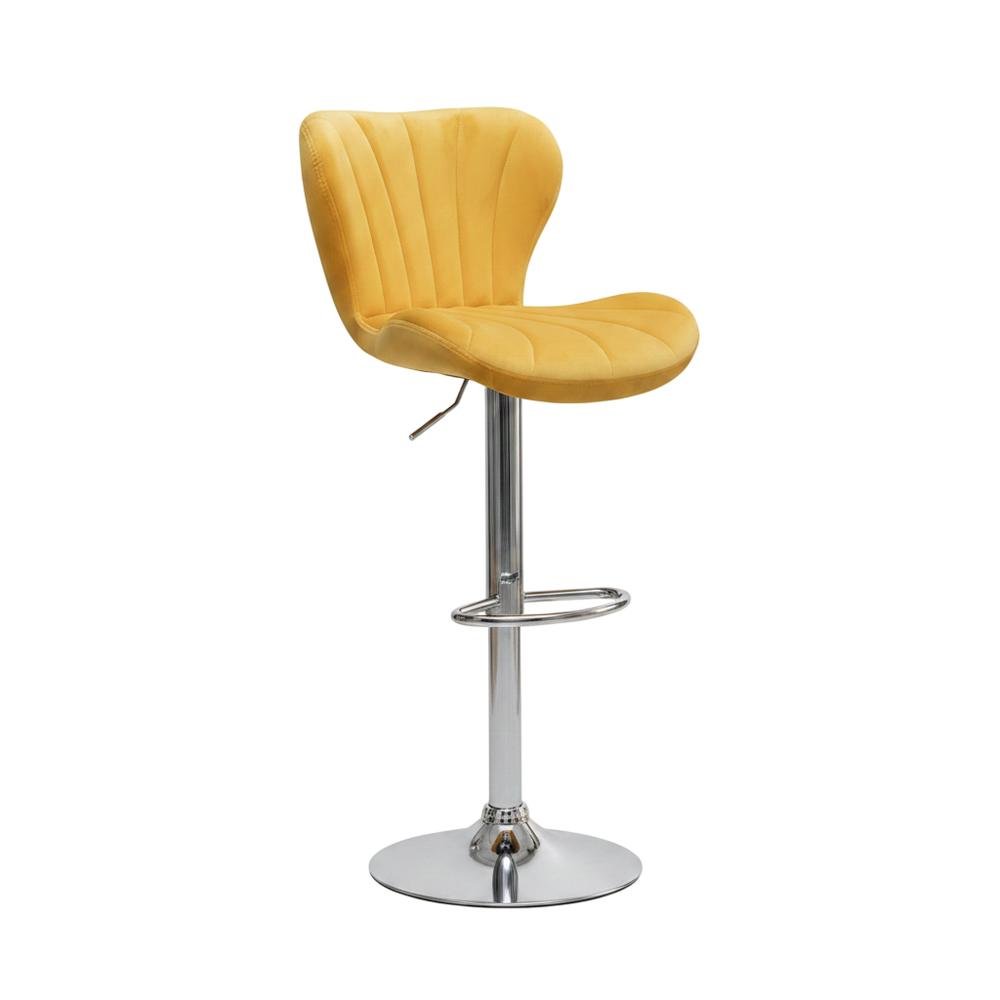 Yellow Upholstered Adjustable Swivel Barstool Set with Cushioned Seats. Picture 4