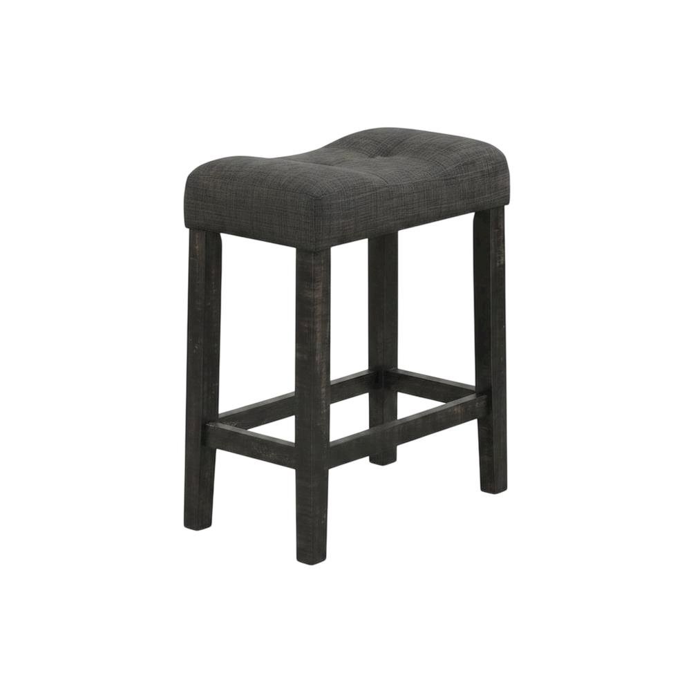 Gray Button Tufted Counter Height Saddle Stools - Set of 2. Picture 3