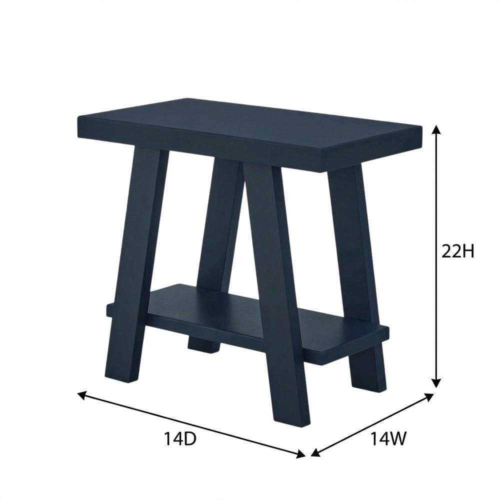 Navy Blue, Side Table, Open Shelf, Quality Build, Durable Wood Frame. Picture 7