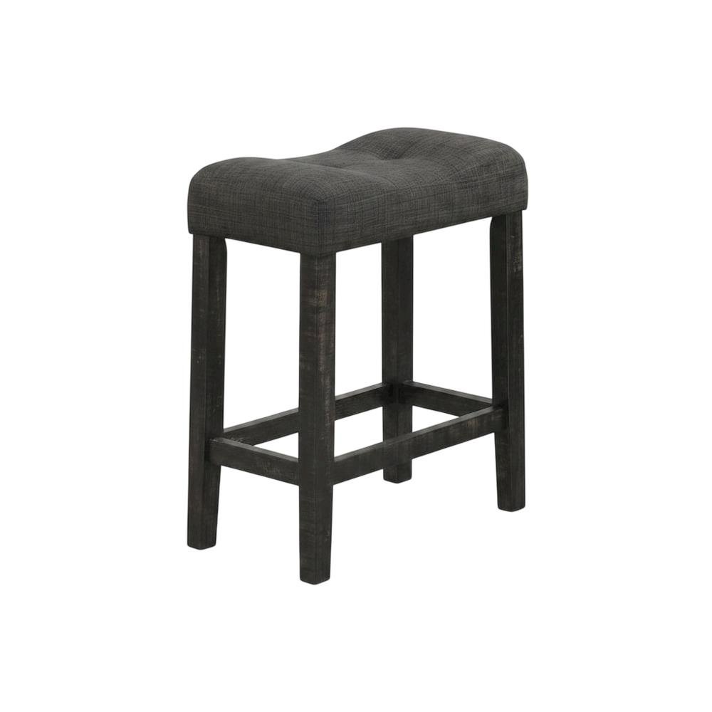 Gray Button Tufted Counter Height Saddle Stools - Set of 2. Picture 4