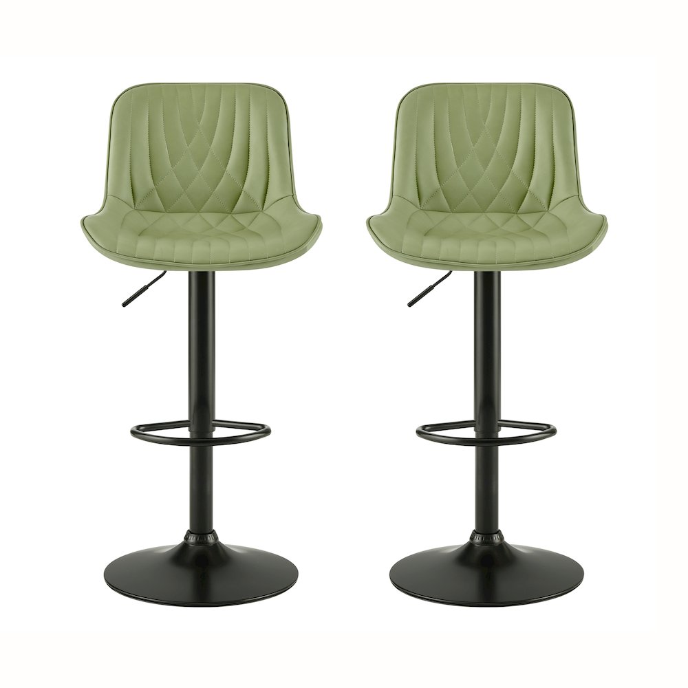 Kovyn Contemporary Adjustable Barstool with Faux Leather Swivel Seats, Set of 2. Picture 3