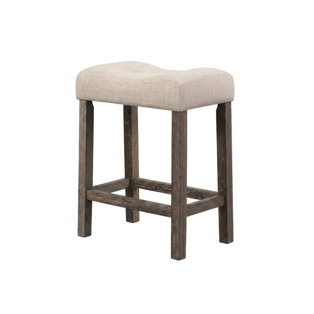 Taupe Button Tufted Counter Height Saddle Stool Set of 2 with Stylish Design. Picture 3