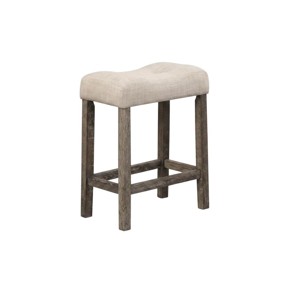 Taupe Button Tufted Counter Height Saddle Stool Set of 2 with Stylish Design. Picture 4