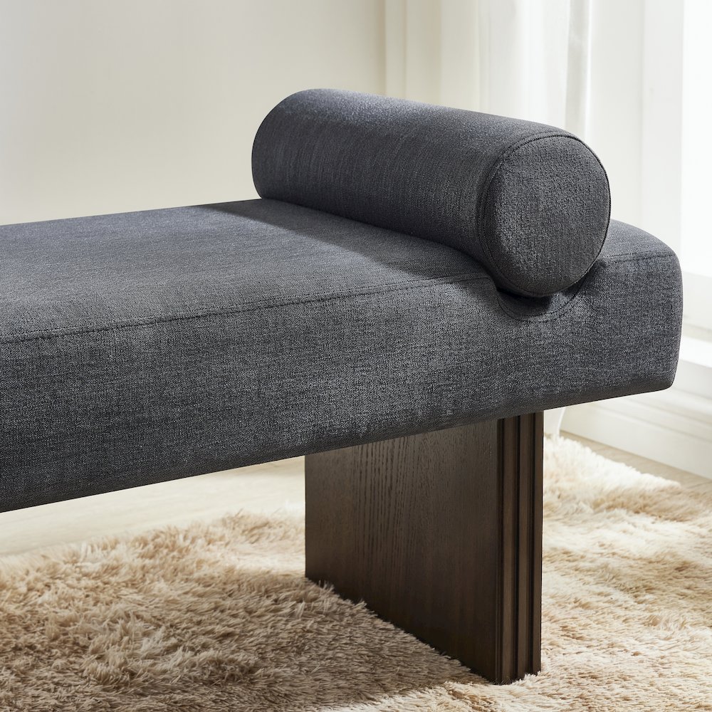 Brooke Contemporary Upholstered Bench, Black. Picture 4