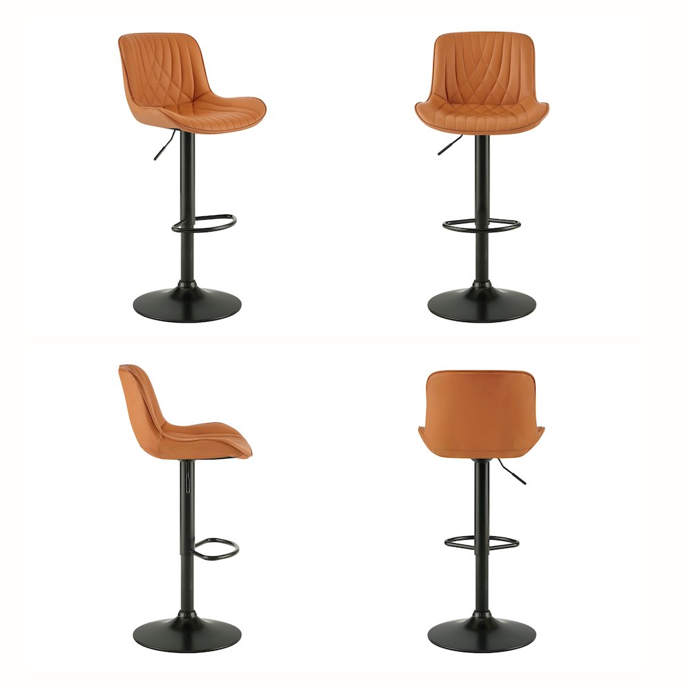 Kovyn Contemporary Adjustable Barstool with Faux Leather Swivel Seats, Set of 2. Picture 9
