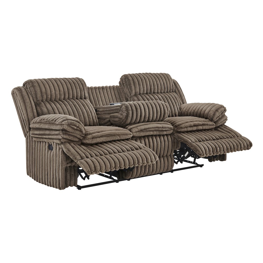 Ardello 2PC Reclining Sofa Set, Corduroy, Built-In Power Center, Storage Console. Picture 18