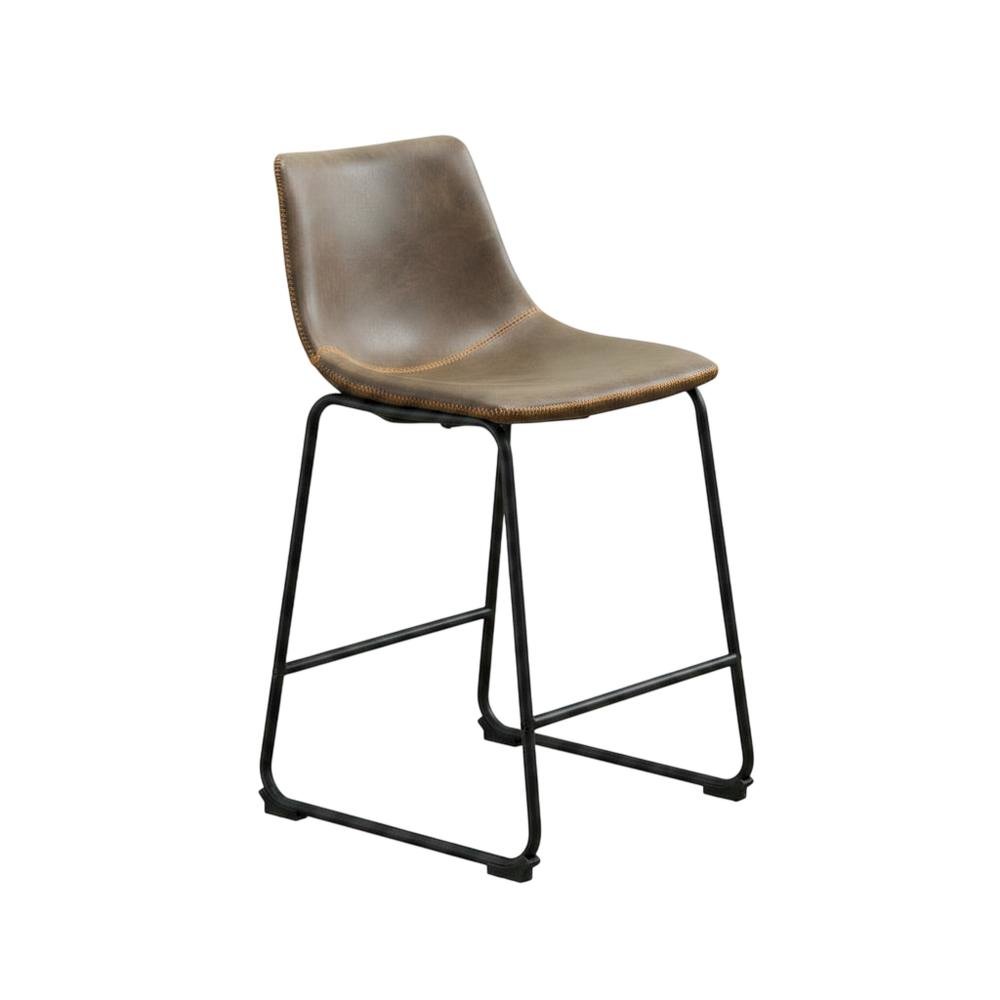 Antique Brown PU Leather Counter Height Stools Set of 2 with Stylish Design. Picture 3