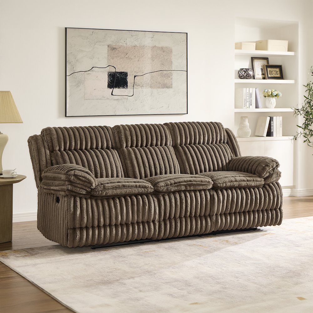 Ardello 2PC Reclining Sofa Set, Corduroy, Built-In Power Center, Storage Console. Picture 6