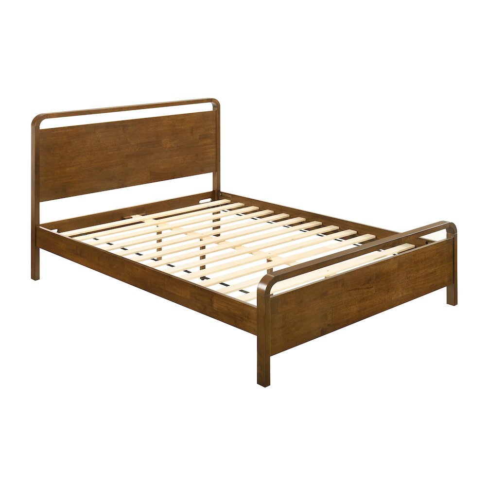 Eldren Wood Platform Bed in Walnut Finish, Queen. Picture 8