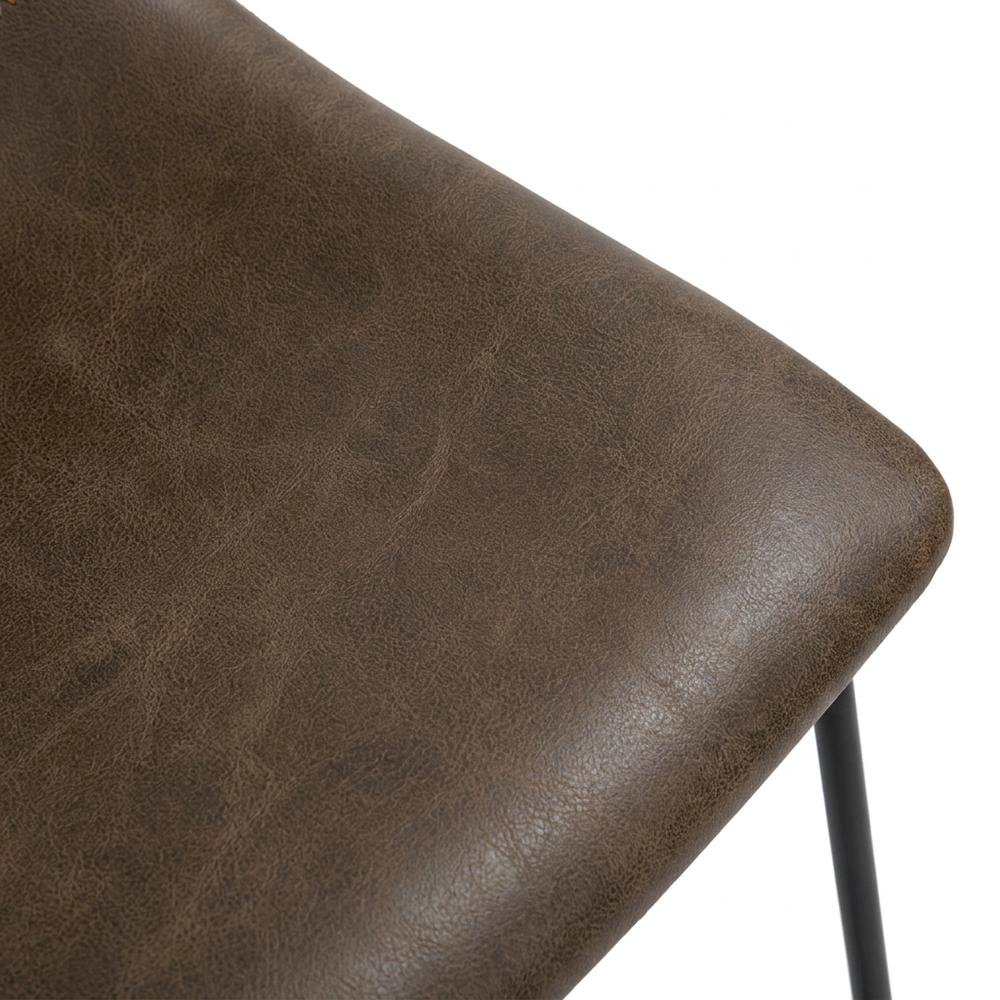 Antique Brown PU Leather Counter Height Stools Set of 2 with Stylish Design. Picture 8