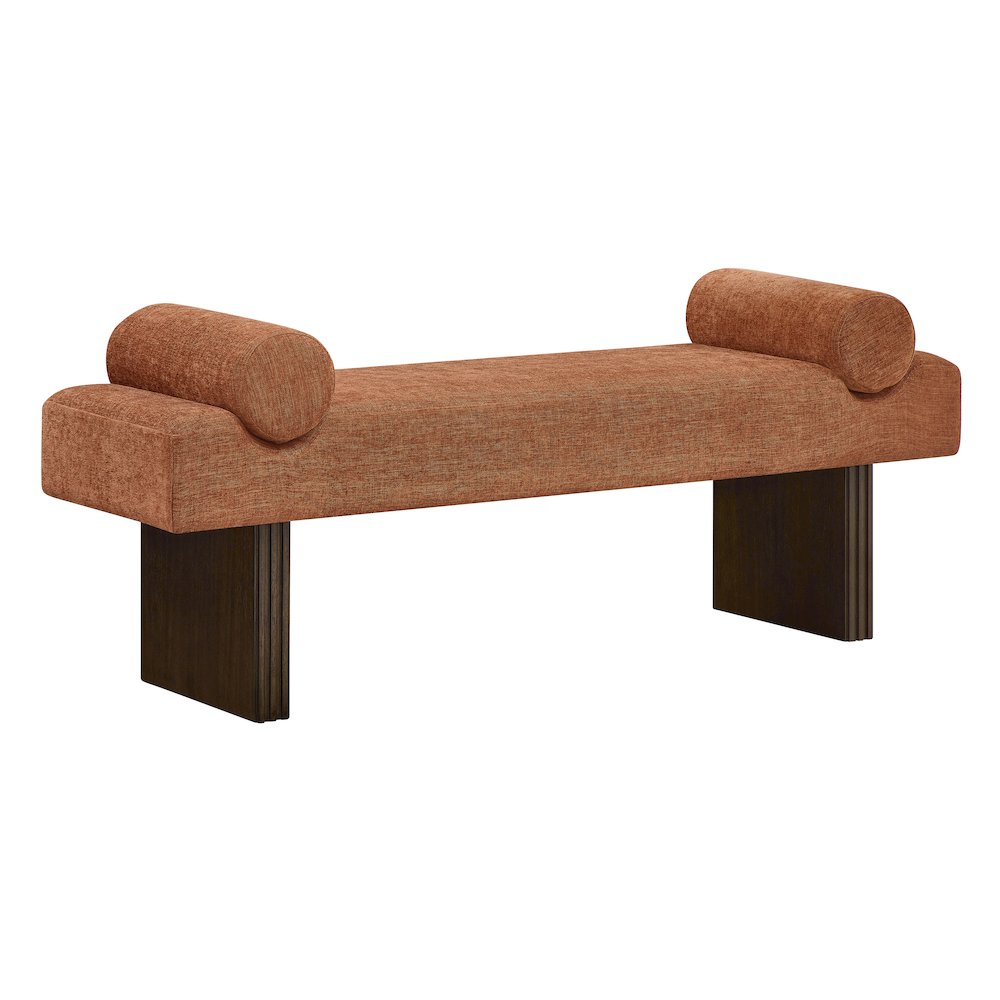 Brooke Contemporary Upholstered Bench, Orange. Picture 1