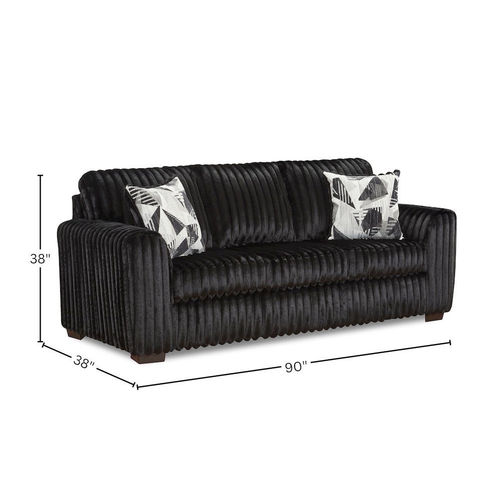 Nolan Contemporary Upholstered Sofa, Lush Black. Picture 11
