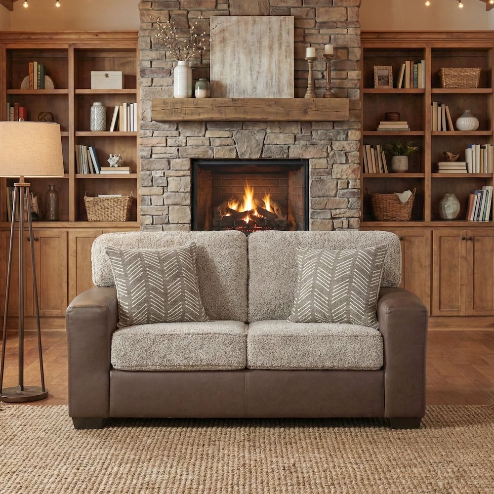 Marvella Living Room Loveseat with Chocolate Faux Leather. Picture 5