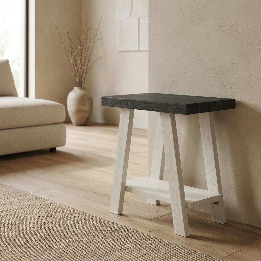 Grey, Side Table, Open Shelf, Quality Build, Durable Wood Frame. Picture 2