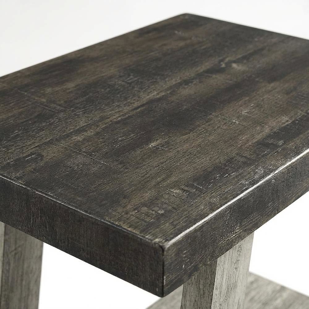 Brown, Side Table, Open Shelf, Quality Build, Durable Wood Frame. Picture 6