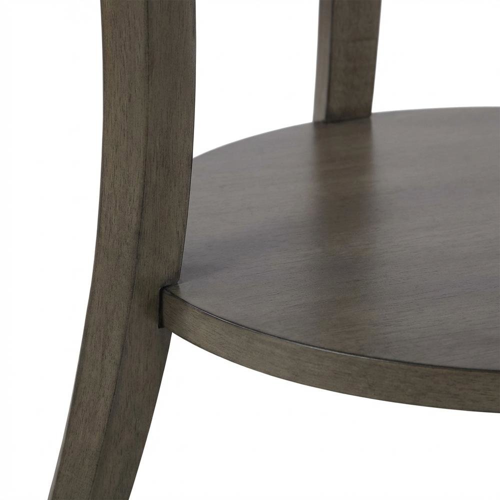 Gray oval end table with modern design and durable construction. Picture 6