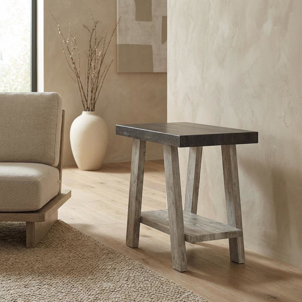 Brown, Side Table, Open Shelf, Quality Build, Durable Wood Frame. Picture 3