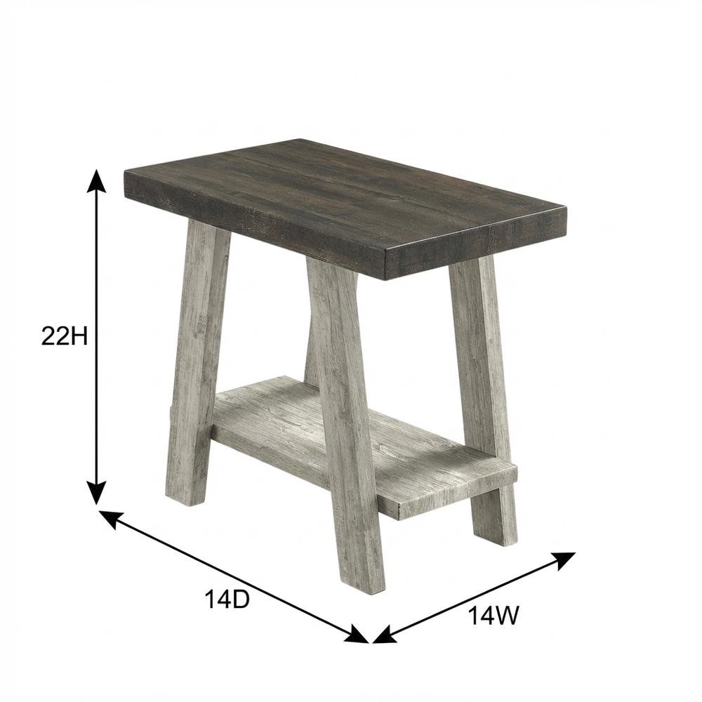 Brown, Side Table, Open Shelf, Quality Build, Durable Wood Frame. Picture 7