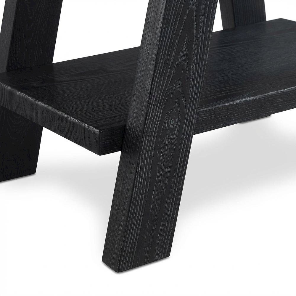 Black, Side Table, Open Shelf, Quality Build, Durable Wood Frame. Picture 6